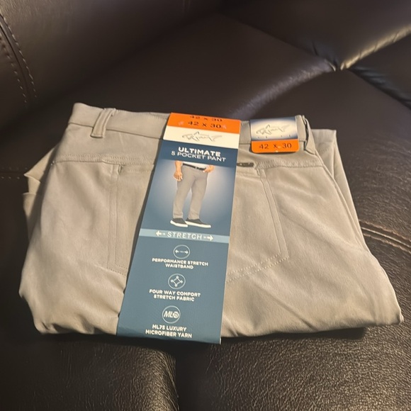 Greg Norman Men's Ultimate 5 Pocket Pants, Gray, 42x30 New - Picture 6 of 6